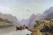 unknow artist brudfard pa hardangerfjorden oil painting reproduction